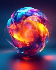 Poster - Paper ball design with neon gradients and a futuristic twist, perfect for modern tech-focused content.