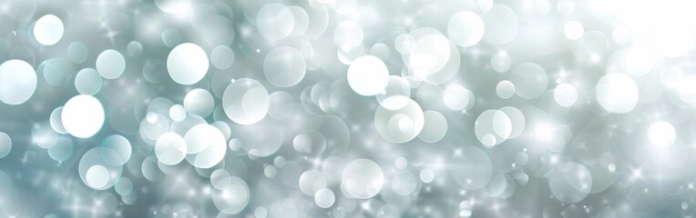 Fototapete - A blurry image of a bunch of white circles. The circles are of different sizes and are scattered all over the image. The image has a dreamy and ethereal quality to it