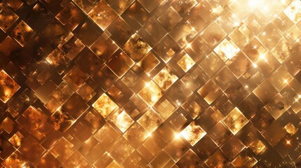Poster - A gold and brown patterned background with a lot of squares and stars