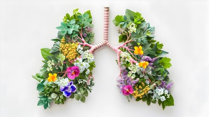 Wall Mural - Lush Floral Lungs Symbolizing Healthy Respiratory System and Clean Environment