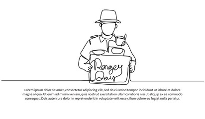 Wall Mural - Continuous one line design of day ranger.Minimalist style vector illustration on white background.