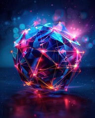 Poster - Discover a cutting-edge paper ball design featuring subtle gradients and hi-tech elements, perfect for futuristic technology backgrounds.