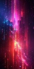 Poster - A futuristic and digital background featuring neon gradient colors, perfect for vertical posts with a focus on technology.