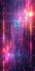 Poster - Futuristic and digital background with neon gradient colors, perfect for captivating vertical posts that focus on technology.