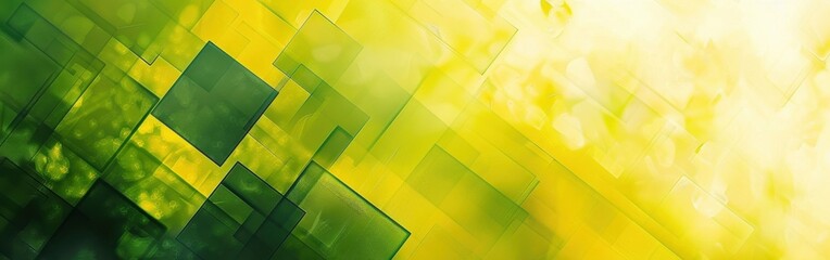 Poster - A green background with squares of different sizes. The background is very bright and lively