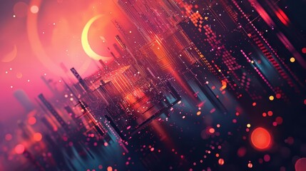Poster - Futurism-inspired background with hi-tech elements and gradient colors, perfect for showcasing technological innovation and progress.