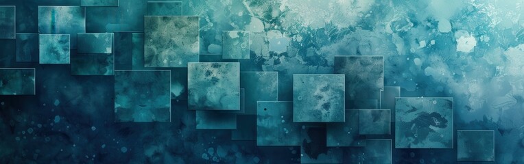 Poster - A blue background with squares of different sizes