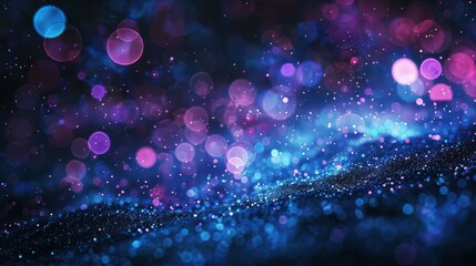 Wall Mural - A blue and purple background with many small dots. The dots are scattered all over the background, creating a sense of movement and energy. The colors of the dots are bright and vibrant