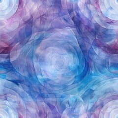 Aufkleber - This image is an abstract watercolor painting of overlapping purple and blue rosettes. The painting is created in a soft and ethereal style, with the colors blending together seamlessly. The rosettes 