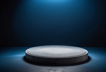 Poster - Podium Display with Concrete Texture on Deep Blue Background for Product Showcase