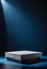 Poster - Podium Display with Concrete Texture on Deep Blue Background for Product Showcase