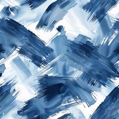 Leinwandbilder - This image features a seamless pattern of abstract watercolor brushstrokes in shades of blue and white. The brushstrokes are bold and dynamic, creating a sense of movement and energy. The white backgr