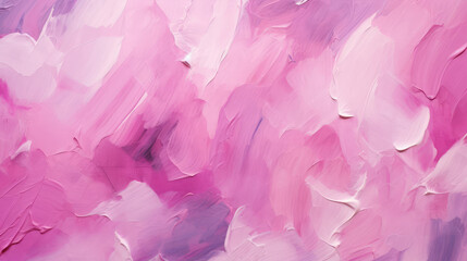 Wall Mural - Closeup of abstract rough colorful pink purple art painting texture background wallpaper illustration, with oil or acrylic brushstroke waves, pallet knife paint on canvas, Generative AI