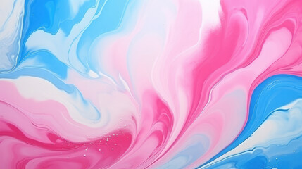 Wall Mural - Abstract marbling oil acrylic paint background illustration art wallpaper - Pink blue color with liquid fluid marbled paper texture banner painting texture, Generative AI