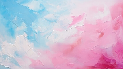 Wall Mural - Abstract pastel color stain brushstroke background banner illustration - Pink blue art oil and acrylic smear blot canvas painting wall texture pattern, Generative AI