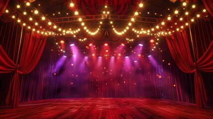 Canvas Print - stage with red curtains