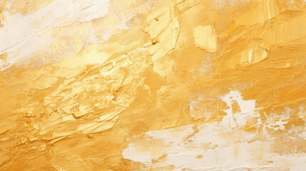 Wall Mural - closeup of abstract rough gold art oil acrylic liquid color painting texture wall, with oil brushstr