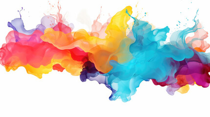 Wall Mural - abstract colorful rainbow color painting illustration banner long - watercolor blobs blob splashes, 