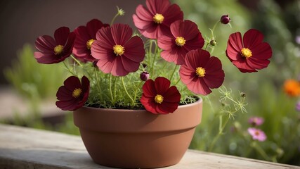 chocolate cosmos cosmos atrosanguin beautiful flower pot