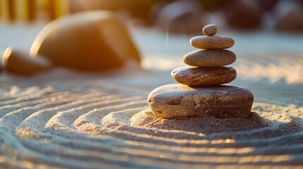 A stack of stones in the middle of a sand dune.