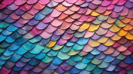 Wall Mural - closeup of abstract rough colorful multicolored geometric fish scales art painting texture 3d patter