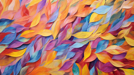 Wall Mural - closeup of abstract rough colorful multicolored organic autumnal fallen leaves art painting texture,