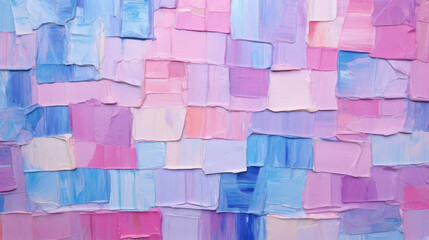 Wall Mural - Closeup of abstract rough colorful multicolored pink purple colored art painting texture, with oil brushstroke, pallet knife paint on canvas, Generative AI