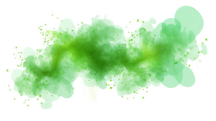 Wall Mural - Abstract green color painting illustration - watercolor splashes or stain, isolated on transparent background PNG, Generative AI