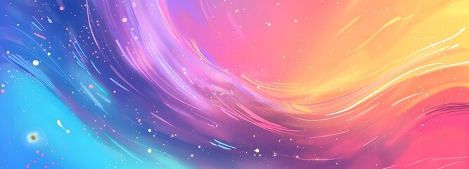 Wall Mural - 4. Illustrate a magical adventure unfolding amidst an enchanting rainbow splash on a charming and colorful abstract background. Let the whimsical journey evoke a sense of charm and playfulness,