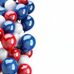 Wall Mural - Red, Blue, and White Balloons Corner on Isolated White Background