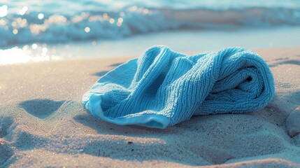 Canvas Print - Empty towel on sand during summer