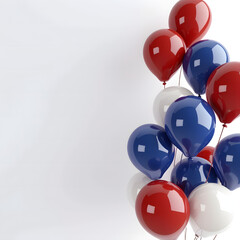 Wall Mural - Red, Blue, and White Balloons Corner on Isolated White Background