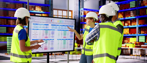 Poster - Warehouse Inventory Management On Touchscreen Monitor