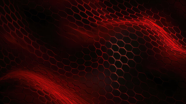 Abstract red net grid texture on black background banner illustration concept for web design backdrop, Generative AI