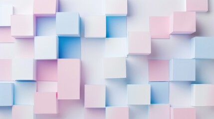 Aufkleber - A colorful background made of pink, blue, and white blocks. The blocks are arranged in a way that creates a sense of depth and dimension. Scene is playful and whimsical