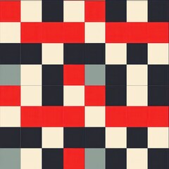 Aufkleber - This image showcases a geometric pattern composed of red, black, white, and gray squares. The squares are arranged in a grid-like formation, creating a visually appealing and abstract design. The colo