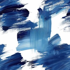 Aufkleber - This image features an abstract pattern of blue brushstrokes on a white background. The brushstrokes are thick and textured, creating a sense of movement and energy. The overall effect is one of abstr