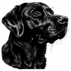Wall Mural - A black and white drawing of a labrador retriever dog