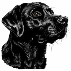 Canvas Print - A black and white drawing of a labrador retriever dog