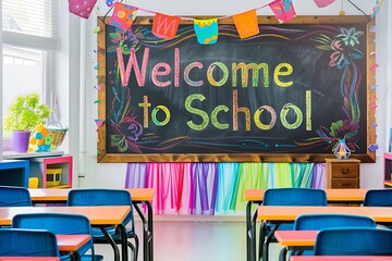 classroom with blackboard