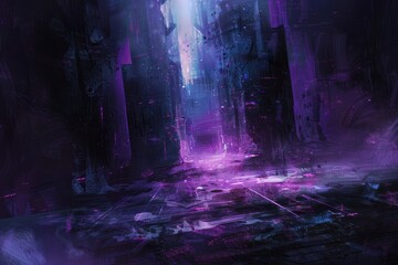 Wall Mural - Purple and Blue Glowing City