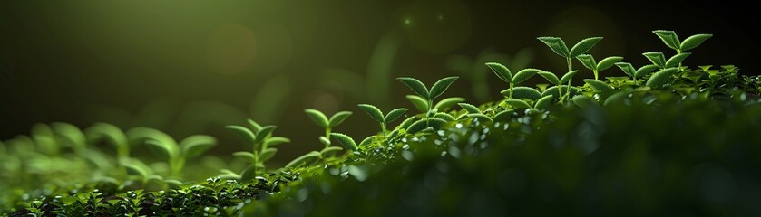 Poster - Stock market chart intertwined with green leaves, reflecting the concept of green growth and environmental investments, with open space for additional content