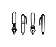 © looli - pen pencil writing icons vector design symbol simple line black white color flat illustration collection sets