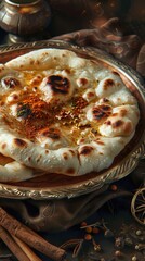 Aufkleber - A plate of food with a brown cloth underneath it