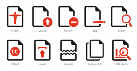 Sticker - A set of 10 File icons as account, upload, remove