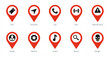 © popcornarts - A set of 10 Location Pointer icons as tour, direction, call