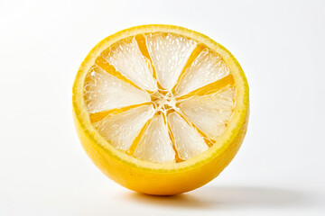 Wall Mural - Fresh lemon slice isolated on white background