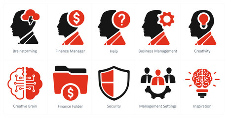 A set of 10 web marketing icons as brainstorming, finance manager, help