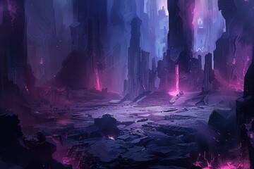 Wall Mural - A Fantasy Realm of Purple and Black
