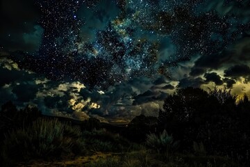 Wall Mural - a night sky filled with stars and clouds